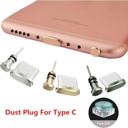 Metal Type C USB C Plug Set Earphone Jack 3.5 Stof Plug For Huawei P40 Lite Redmi Note 7 Accesorios Para Celular USB Cover Plug