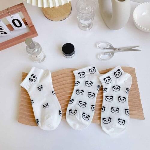 Cute Animal Spring Women Socks Set Korean Style Funny Cat Dog Panda Low Cut Ankle Short Sox Happy Cute Ankle Soks Moda Feminina