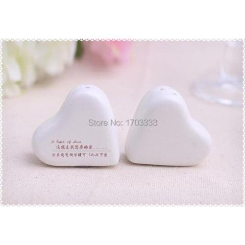 A Dash of Love Ceramic Heart Salt Pepper Shakers 100SET=200pcs wedding favor party birthday gift children guest gift present