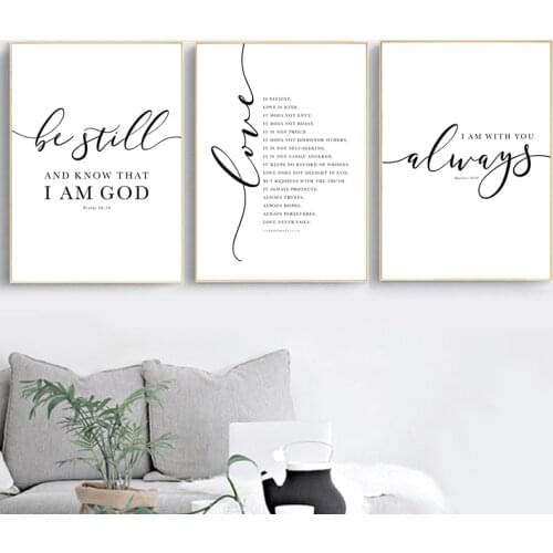 Christian Bible Verse Quote Posters and Prints Black White Wall Pictures Scripture Christ Wall Art Canvas Painting Home Decor