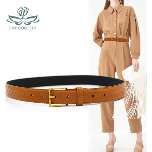 ZLY 2021 New Fashion Cowskin Leather Belt Women Men Slender Type Metal Pin Buckle Brown Color Formal Casual Style Luxury Belt