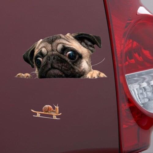New 3D Pug Dog PVC Car Stickers For Laptop Decal Fridge Skateboard Kitchen Cute Home Decor Waterproof Cute Vinyl Decal #279320