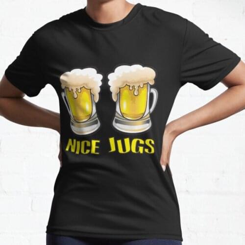 New Nice Jugs Jugs Milk Humor Cool Nice Jugs Saying Active T-Shirt Cotton Tee Shirt S-5Xl