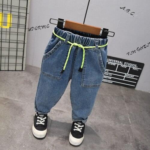 New Arrival 2020 Autumn Kids Jeans Childrens Fashion Denim Pants Toddler Cowboy Trousers Baby Boys Letter Pocket Casual Jeans