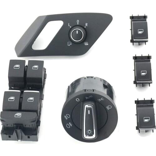 OEM Chrome Headlight Switch Auto Folding Mirror Switch Window Glass Regulator Lever Switch Lifter for VW Golf 7 mk7