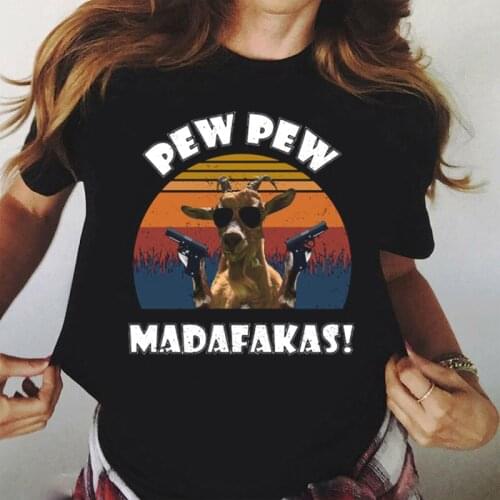 Pew Pew Madafakas Shirt Women Tops Cartoon T-Shirt Female T-shirt Short Sleeve Round Neck Harajuku Graphic Tee Camisetas Mujer