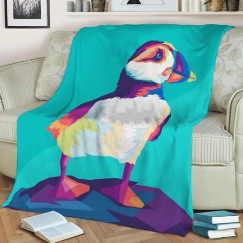 Atlantic Puffin pop art 3D Print Plush Blanket Throw On Sofa Home Decor Soft Warmth Washable Nap Blanket Dropshipping