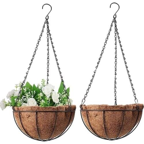 New Hanging Coconut Vegetable Flower Pot Basket Liners Planter Home Balcony Garden Decor Iron Art Strong And Durable