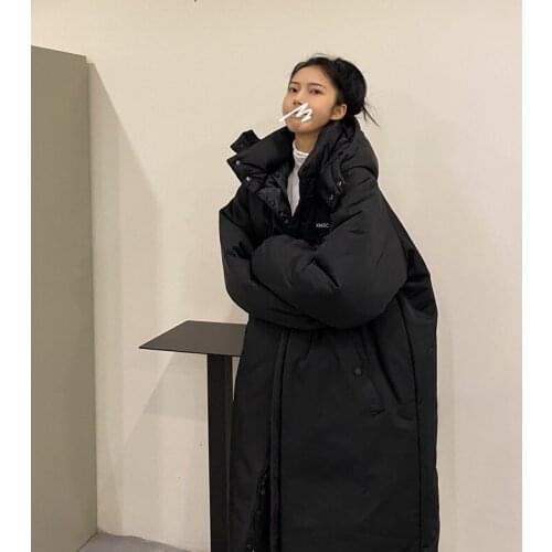 Casual Hooded Parkas Winter Cotton Jacket Women 2021New Fashion Mid Length Coat Thick Warm Oversize Solid Overcoats Loose Parkas