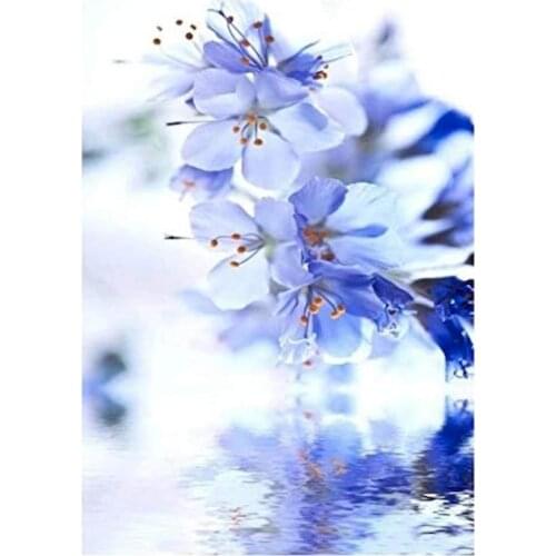 GATYZTORY Diy Painting By Numbers Blue Flowers Coloring By Numbers Landscape Handpainted Acrylic Canvas Paint Diy Gift