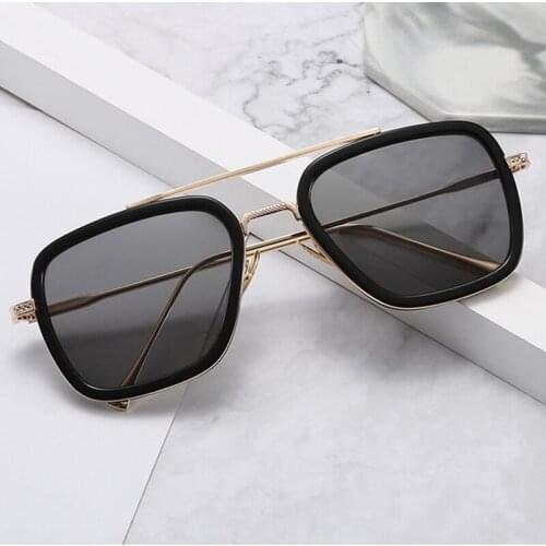 Luxury Steampunk Men Sunglasses Tony Stark Iron Man Sun Glasses Vintage Metal Eyewear Steam Punk Sunglass UV400 Male Female