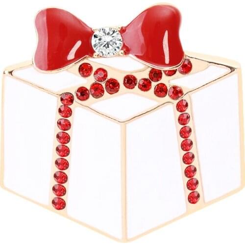 Christmas Theme Brooch Pin cute Christmas Cake Red Bow Brooch Personality Trend Brooch Best Christmas Gift