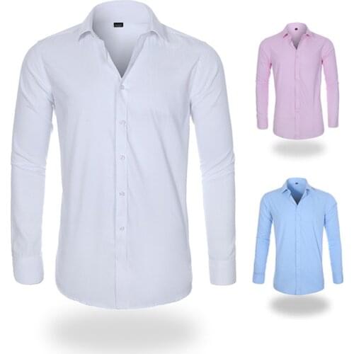 New Fashion Casual Social Formal Shirt Men Long Sleeve Shirt Men Slim Fit Design Formal Casual Brand Male Dress Shirt No Pocket