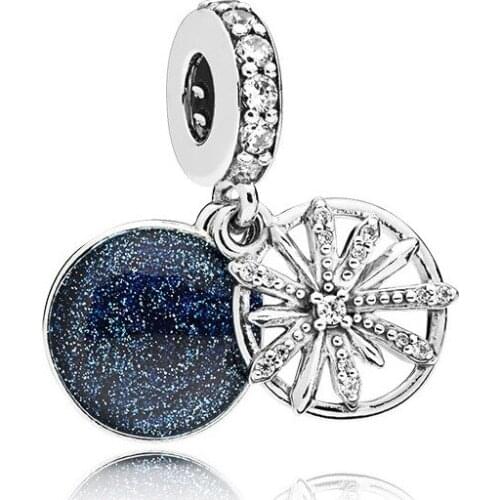 SA SILVERAGE Beaded Accessories Jewelry Making Sterling Silver S925 Beaded Dream Catcher Snowflake Starry Sky Hanging Beads