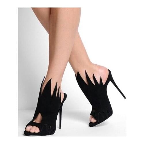 2018 Fashion Party Club Summer Dress Shoes Women Sexy Stiletto Heel Sandal Fire Shape Slingback Gladiator Sandals Party Stiletto