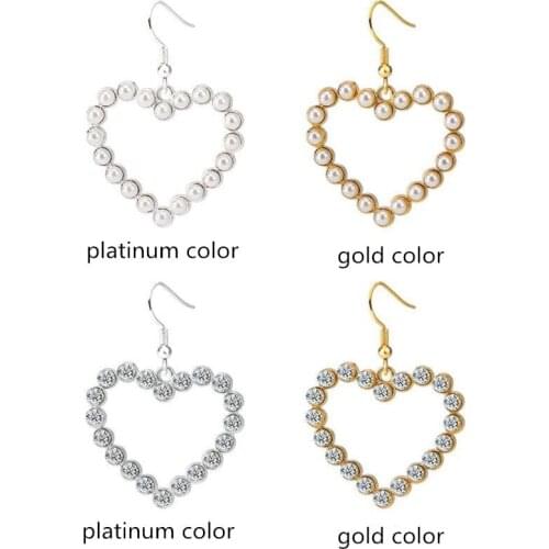 Material Brass Copper Push Back CZ Zircon Pearl Crystal Stud Earrings Earring Allergy Free Brief Heart Shape