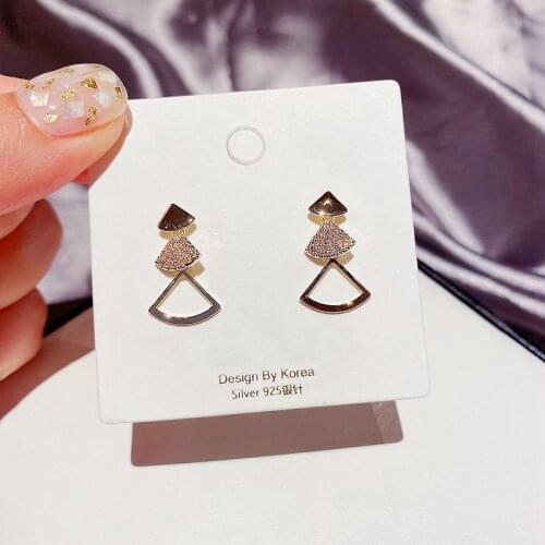 MIGGA Micro Paved Cubic Zirconia Sector Drop Earrings for Women Gold Color Fashion Earrings Jewelry