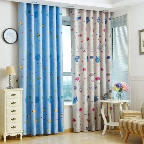 Cartoon Blackout Curtains for Kids Children Bedroom Jinya Home Decor Fish Printed Window Treatments Kitchen Nursery Living Room