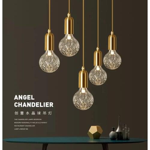 Modern Crystal Glass Ball LED G9 Pendant lights Creative Restaurant Pendant LED Bulb Lighting navidad Decor Hall Ball Droplight