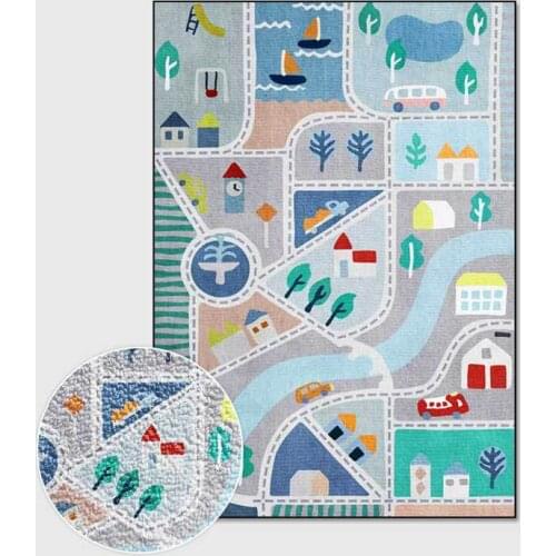 Modern cartoon carpet Town track road kids room Non-Slip Floor Mat Home living room Bedroom washable bedside area Rugs door mats