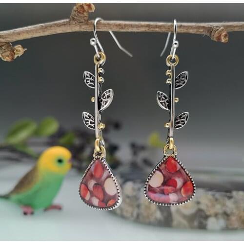 2021 Vintage Drop Earrings Tribal Jewelry Tree Pattern Metal Statement Ethnic Dangle Earring
