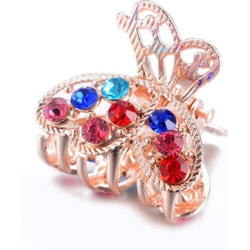 WWLB Lady Butterfly Headwear Color Crystal Flower Clamp Hair Pins Claw Fashion Girl Hairwear Hair Clip Accessories