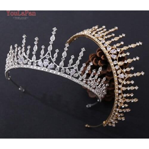 YouLaPan HP333 Royal Crystal Queen Crown Silver Golden Bride Wedding Crowns and Tiaras for Women Girls Headpieces Princess Tiara