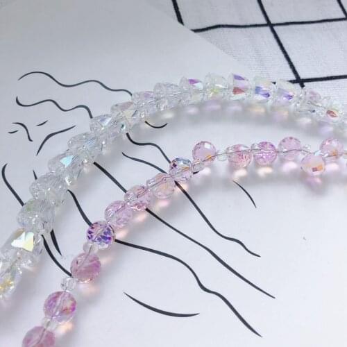 DIY jewelry accessories wholesale simple and colorful pink drop-shaped crystal glass bulk necklace material accessories