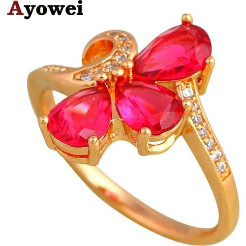 Rose Zirconia Design Anniversary Gift Gold color Crystal Fashion Jewelry Delicate Rings USA sz #5.5#6#7#7.5#8.5#10 JR2132A