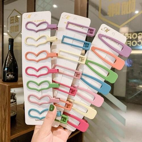 7PCS/Set New Girls Cute Colorful Crown Heart Geometric Alloy Hairpins Sweet Hair Clip Headband Barrette Fashion Hair Accessories