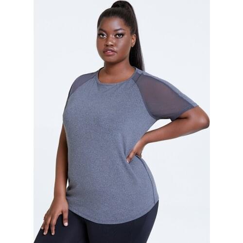 Mesh Patchwork Plus Size Yoga Sports T-shirt Women Summer Short Sleeve Athletic Shirts Female 4XL Workout Tops Activewear