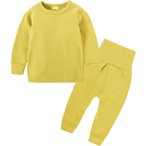 2021 Winter Clothing Girls Boys Warm Thermal Underwear Baby Kids Clothes High Waist Children Seamless Long Johns 6M-6Y