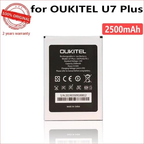 100% Original 2500mAh U7 PLUS Battery For Oukitel U7 PLUS Phone High quality Batteries With Tracking Number