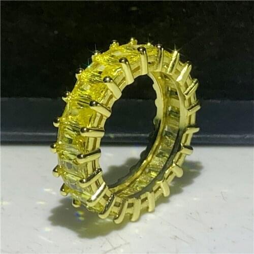 100% Real 925 Sterling silver Promise Finger ring Princess cut Diamond Engagement wedding band rings for women men Eternity Gift