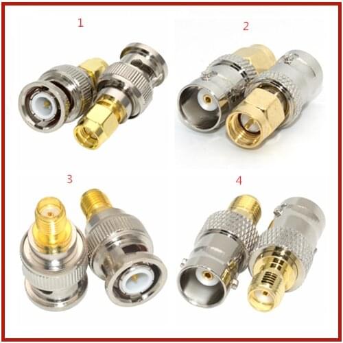2pcs BNC To SMA Male Plug & Female Jack Straight Coaxial RF Adapter Connector
