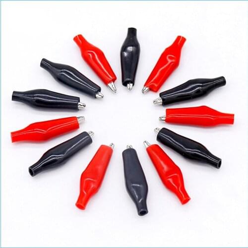 20pcs 28MM Metal Alligator Clip Alligator Clip Electrical Clamp Testing Probe Meter Black Red with Plastic крокодилы зажимы