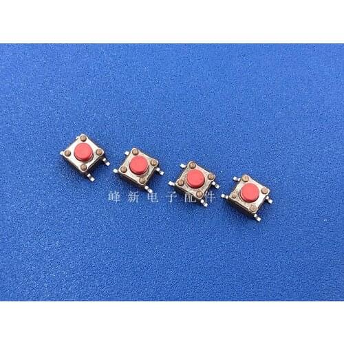 30pcs Free freight Bagged DTSM Taiwan red button - r - 62 V patch 4 foot switches touch since the reset switch 6 * 6 * 5