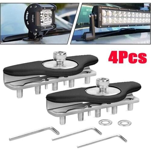 4/2Pcs Stainless Steel Car LED Light Bar Mounting Bracket Offroad Work Light Strip Bracket SUV Engine Hood Lamp Bracket