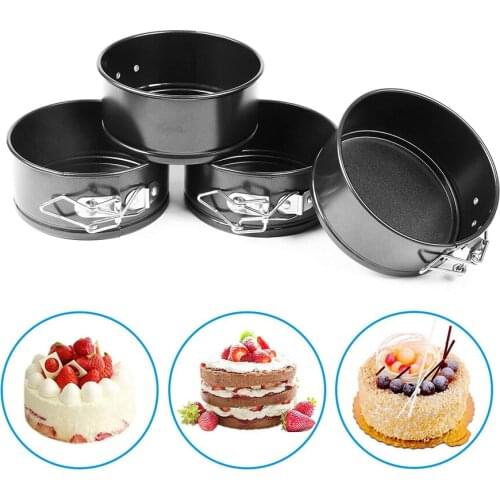 4Inch Non Stick Round Cake Mould Carbon Steel Baking Pan Mini Spring Cheese Baking Tray With Removable Bottom Kitchen Supplies