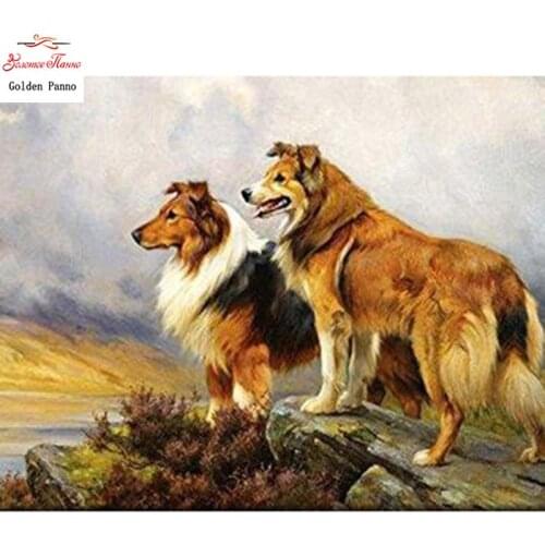 5D DIY diamond painting full square cross stitch square inlaid with two dogs diamond embroidery stitch