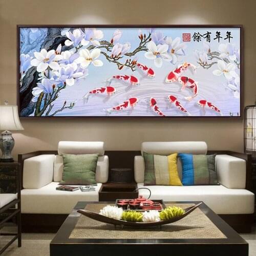 DIY 5D Diamond Embroidery, Diamond Mosaic, Special Shaped, Full, 9 Carps, Flowers, Diamond Painting Cross Stitch,3D Decoration