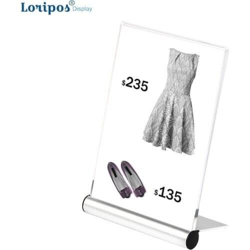 A6 Aluminum Sign Holder L Shape Table Sign Holder Desk Price tag Label Sign Holder Metal Poster Display Card Stands Photo Holder