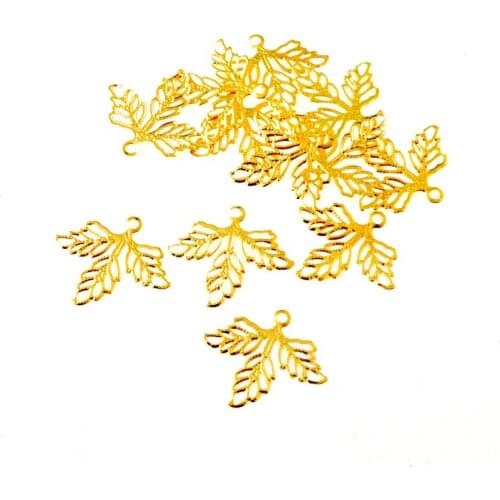 Free shipping 50Pcs Filigree Leaf Wraps Connectors Metal Crafts Decoration DIY Findings Connectors 23x26mm