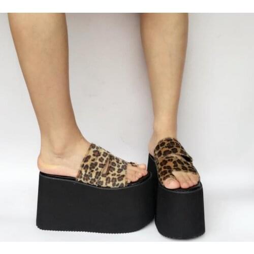 Princess sweet lolita shoes Slippers thick bottom shoes luxurious tailored feet slippers leopard print sandal women an6655