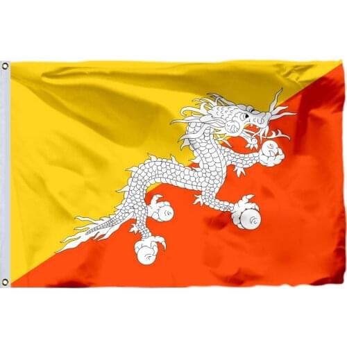 Bhutan Flag 150X90cm (3x5FT) 115g 100D Polyester Double Stitched High Quality Free Shipping