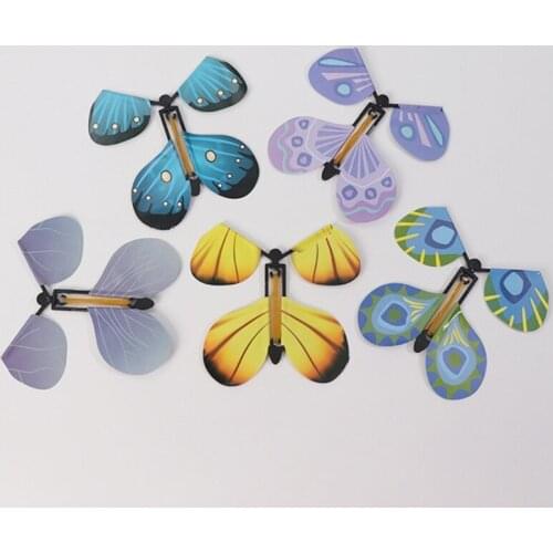 C5AA 10 Pcs Flying in the Book Fairy Rubber Band Powered Wind Up Butterfly Toy Funny Gifts