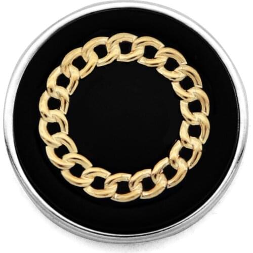 Chain Golden Rose flower 18mm Resin Snap button jewelry DIY bracelet MY1006