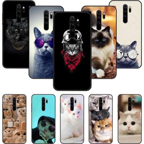 Phone Case For Xiaomi Redmi Note 8 8T 7 7A 9 9S 8A 4 5 Pro Black Cover Back 3D Shell Art Waterproof Tpu Adorable Cute Cat