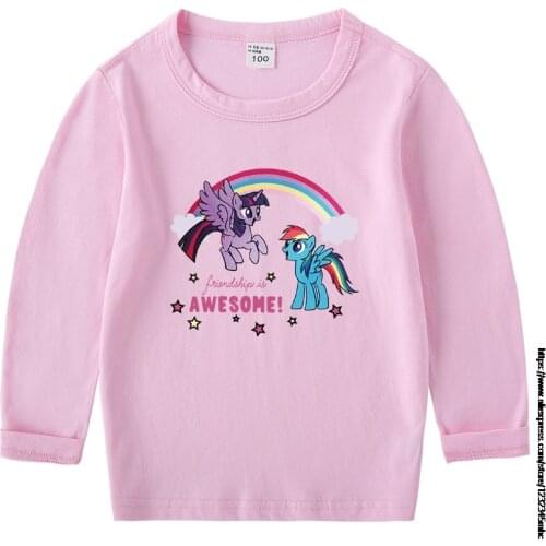 2-10 Years Kids T-shirts My Little Baby girl pony Tops Girls Long Sleeve T Shirt Children Autumn Winter Solid Cotton Sweatshirt