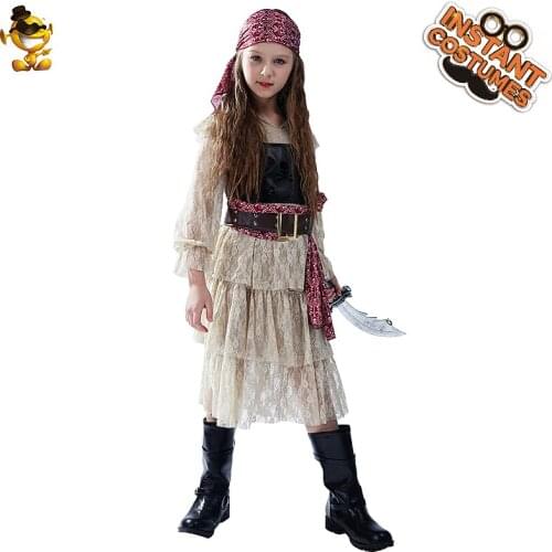 Kids Lace Pirate Outfits Halloween Party Costume Performance Clothing Cosplay Royal Pirate Costume Fancy Dress Up for Children